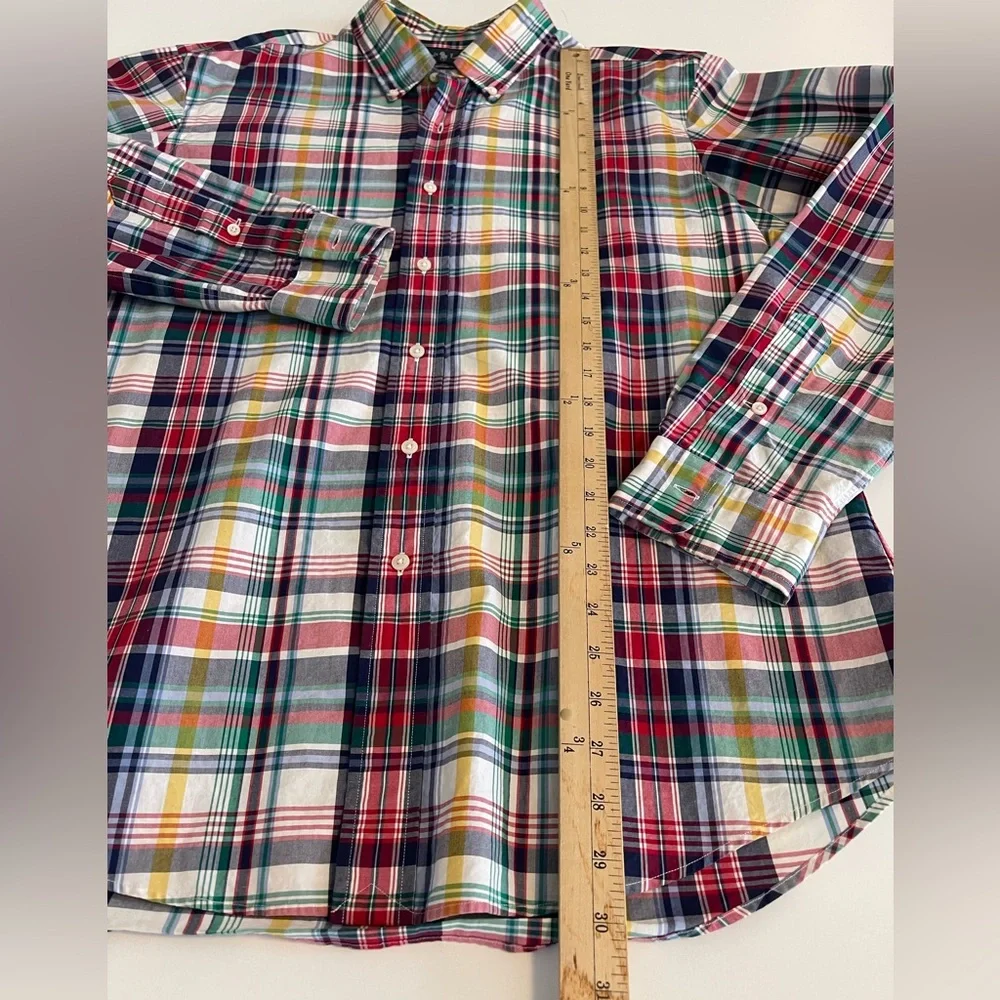 Ralph‎ Lauren Custom Fit Plaid Cotton Button Down Shirt Polo L